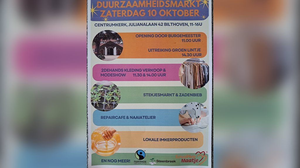 Duurzaamheidsmarkt centrumkerk in Bilthoven
